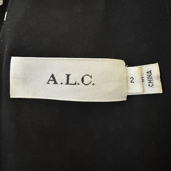 A.L.C. Women’s Sz 2 Sleeveless Black White Polka Dot Shift Lined Dress 100% Silk - Picture 11 of 13